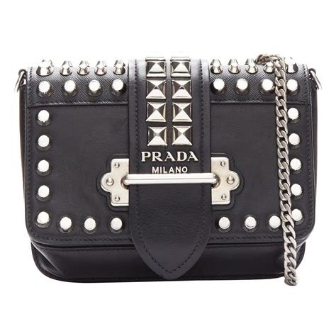 prada cahier studded chain black